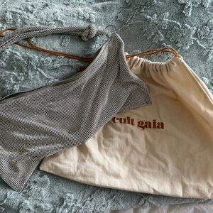 Cult Gaia Silver Beaded Clutch Hera Bag